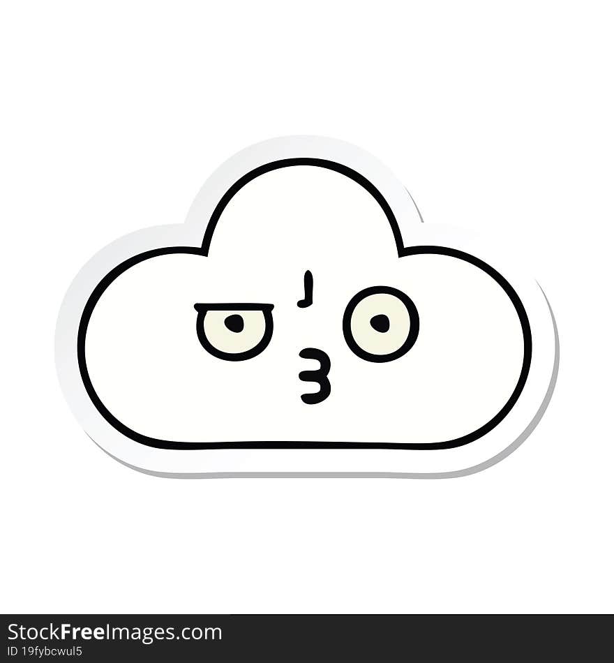 sticker of a cute cartoon white cloud