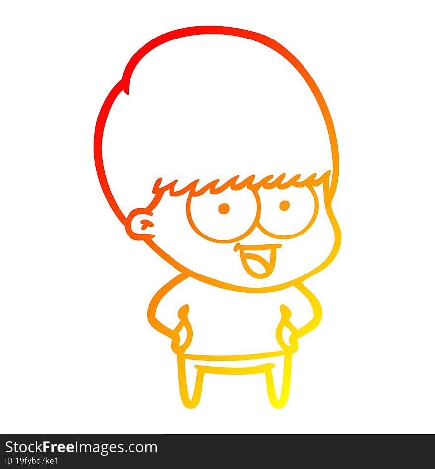 Warm Gradient Line Drawing Happy Cartoon Boy