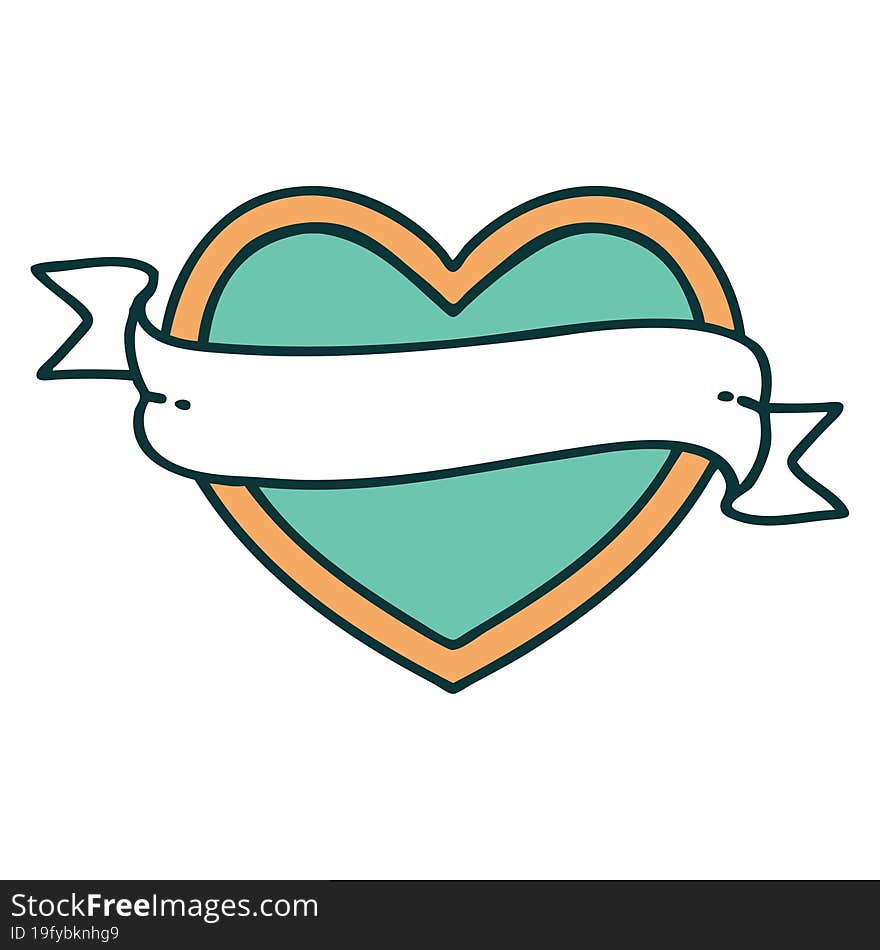 tattoo style icon of a heart and banner