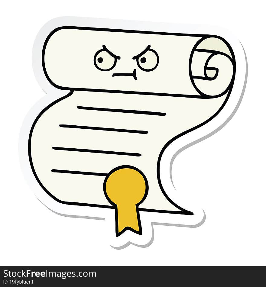 sticker of a cute cartoon contract