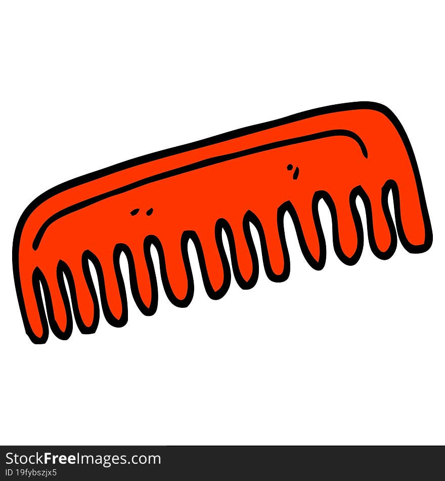 hand drawn doodle style cartoon hair comb