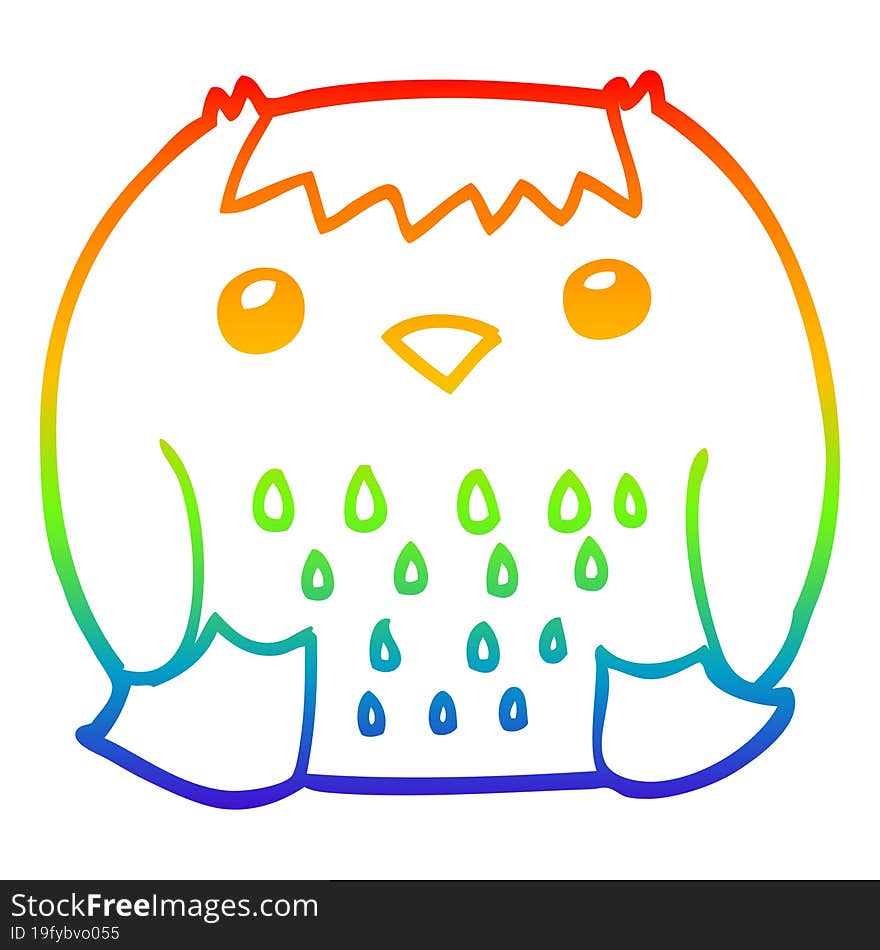 rainbow gradient line drawing cartoon owl