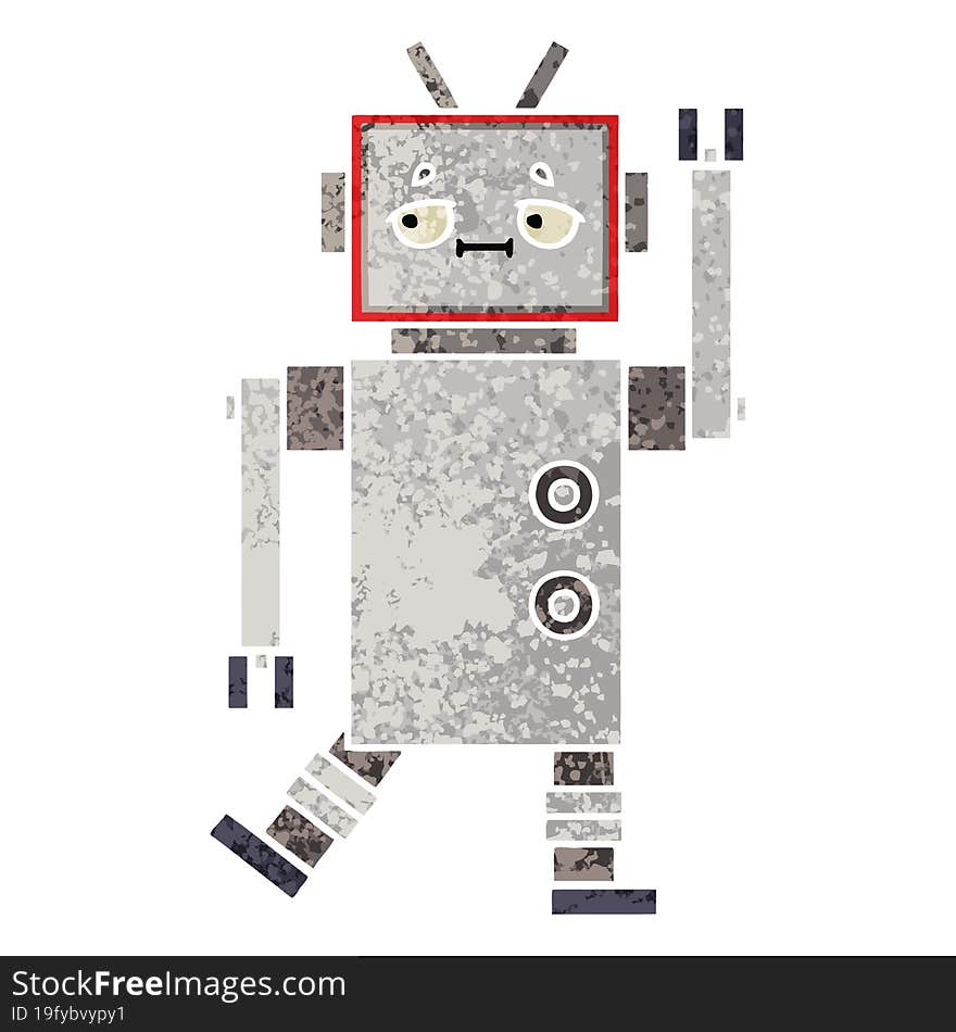 Retro Illustration Style Cartoon Robot