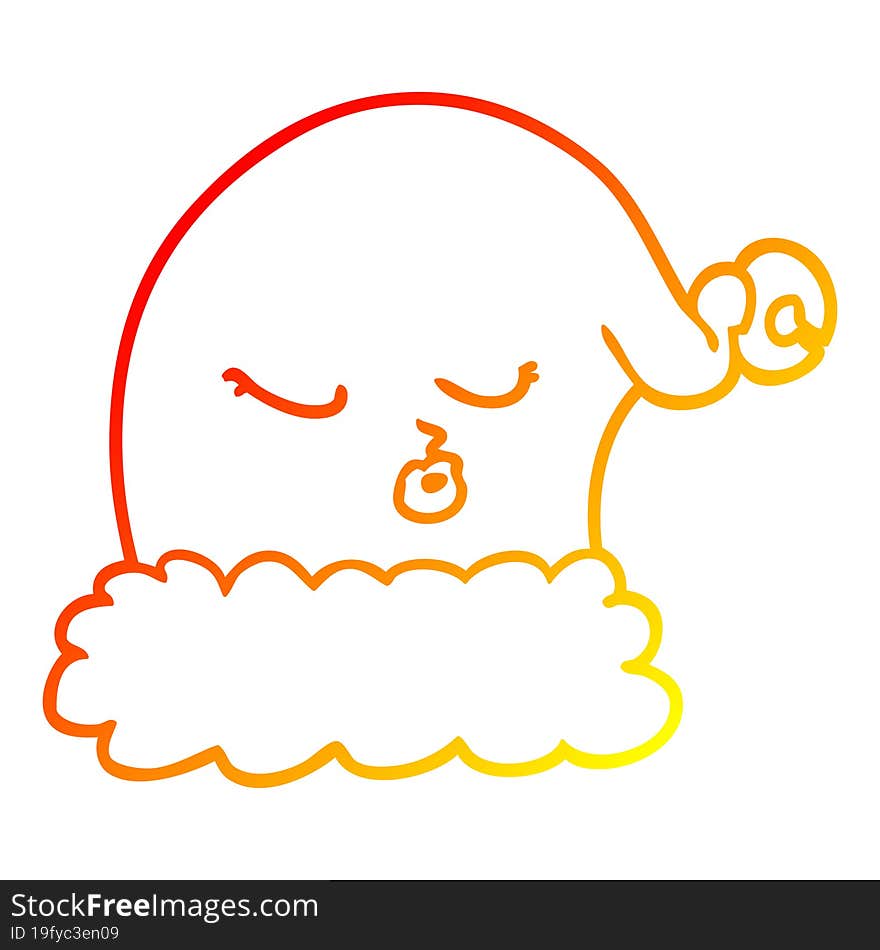 warm gradient line drawing cartoon christmas santa hat