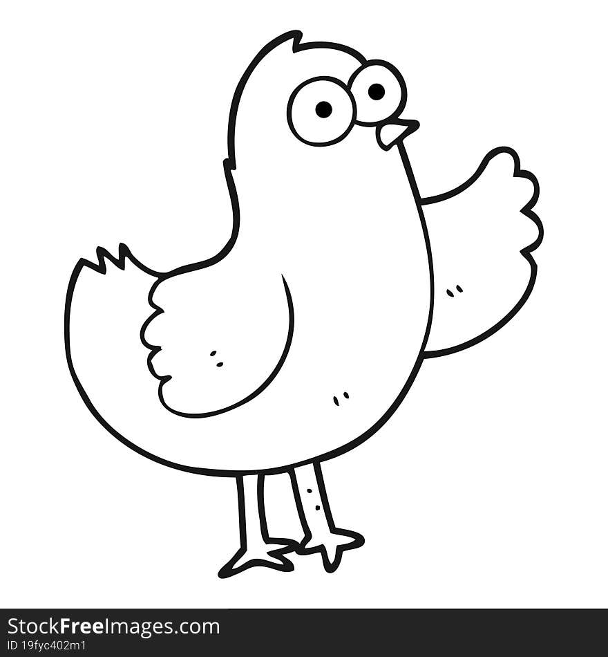 black and white cartoon bird