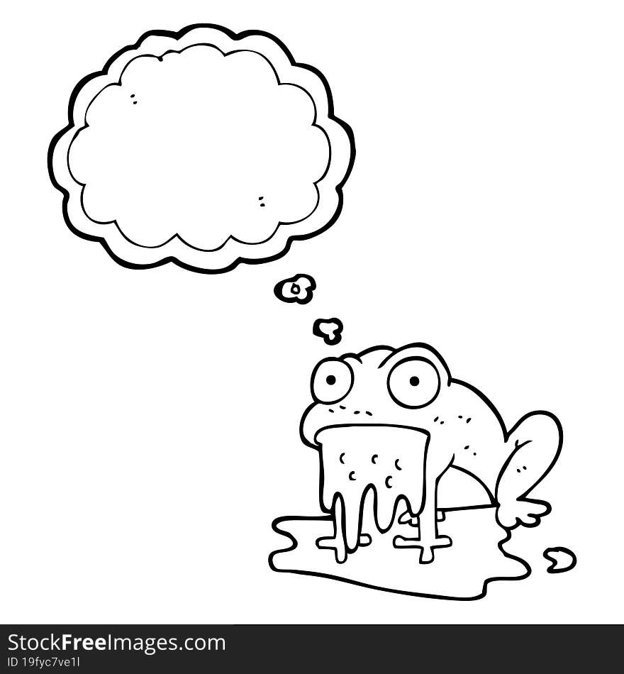 freehand drawn thought bubble cartoon gross little frog