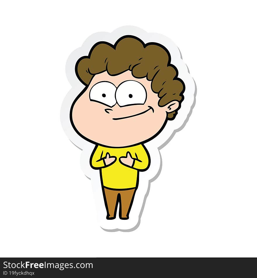 sticker of a cartoon happy man