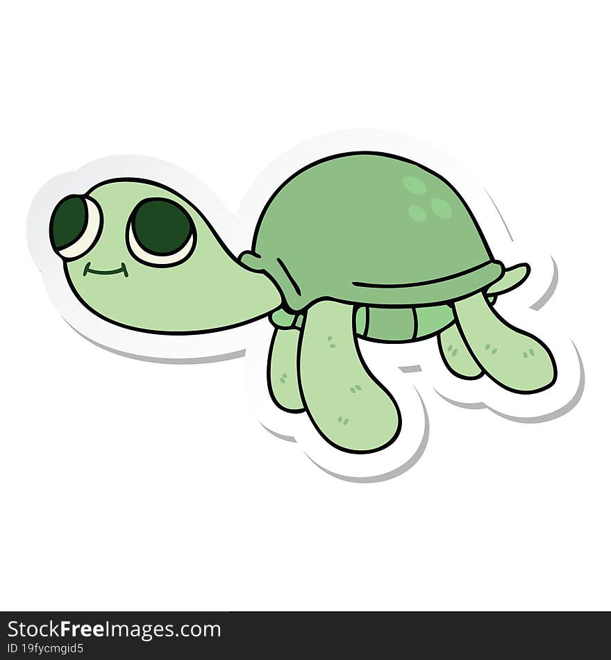 sticker of a quirky hand drawn cartoon turtle