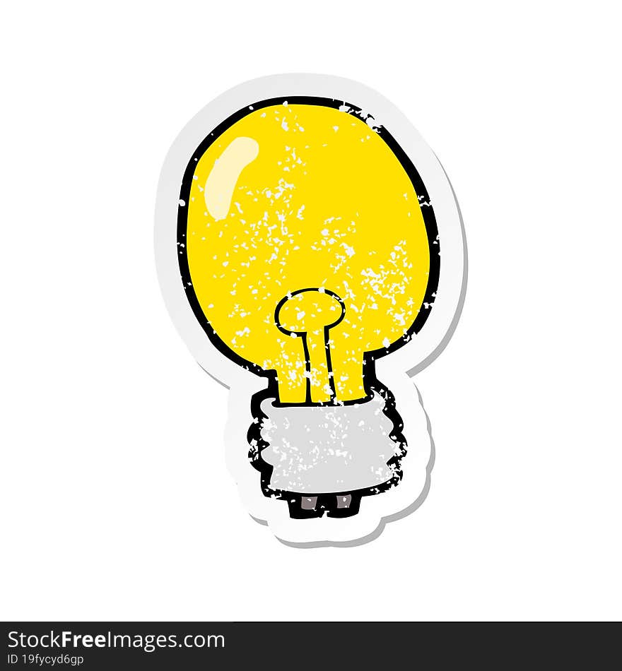 Retro Distressed Sticker Of A Cartoon Electric Light Bulb