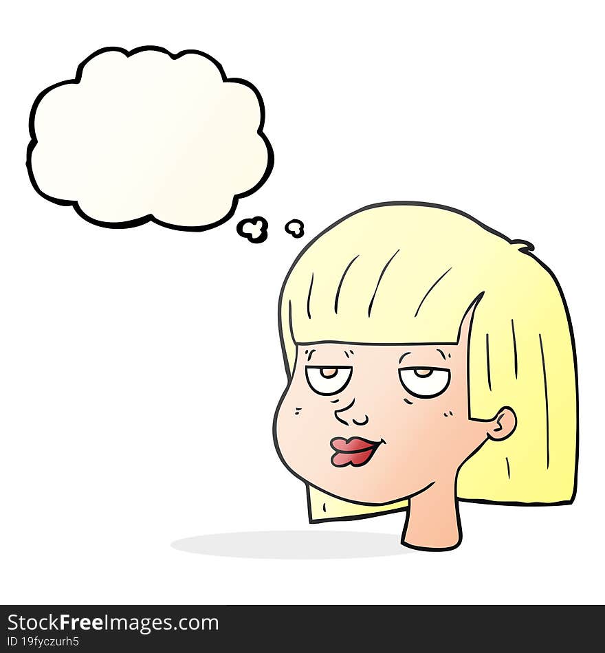 Thought Bubble Cartoon Female Face