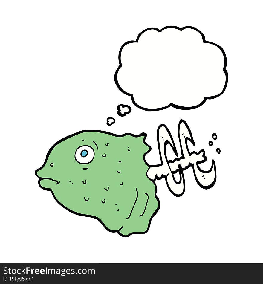 Cartoon Fish Head With Thought Bubble