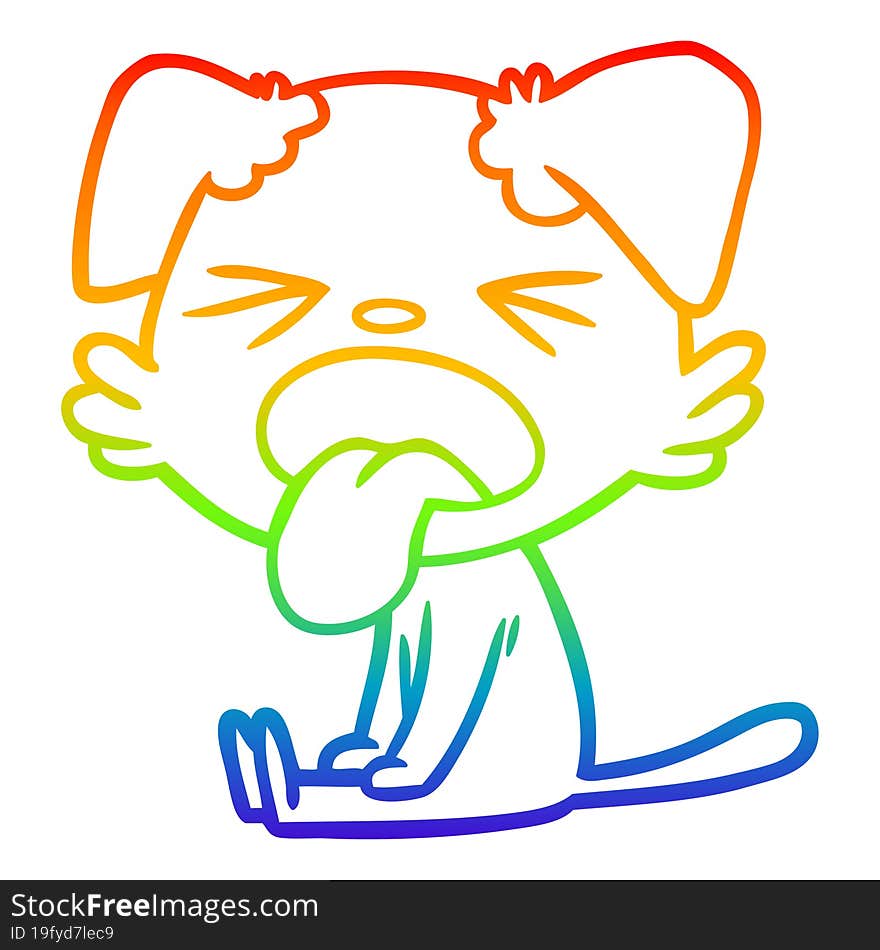 rainbow gradient line drawing cartoon sitting dog