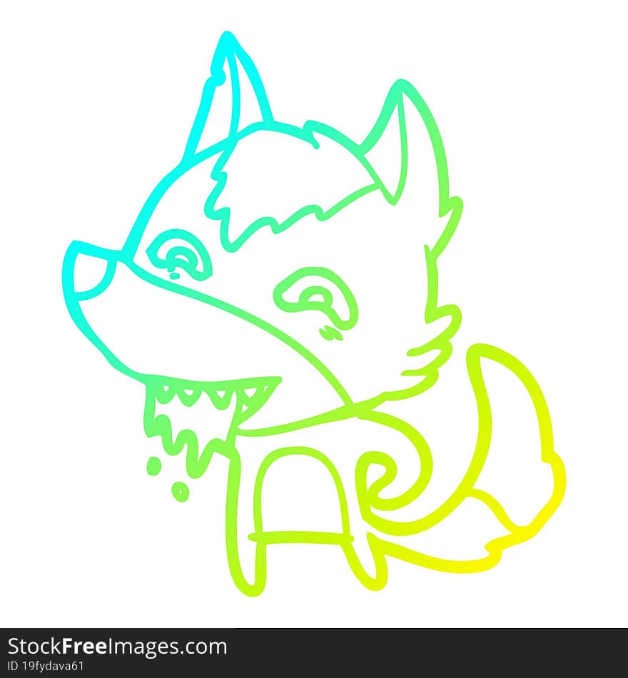 cold gradient line drawing cartoon hungry wolf