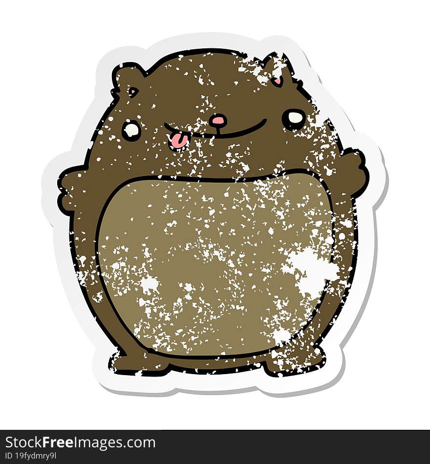 distressed sticker of a cartoon bear