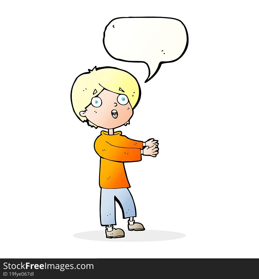 cartoon shocked boy with speech bubble