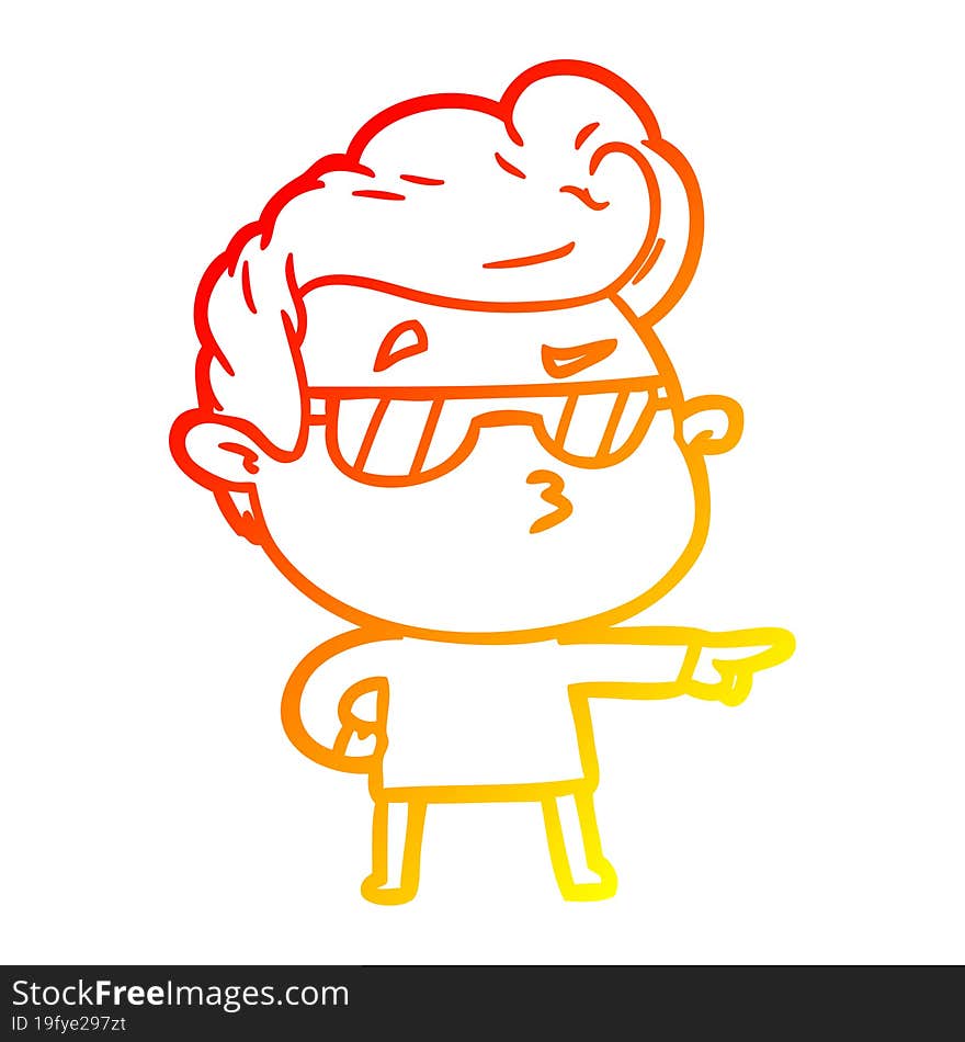 warm gradient line drawing cartoon cool guy