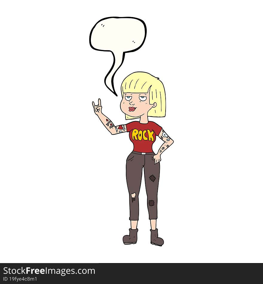 Speech Bubble Cartoon Rock Girl