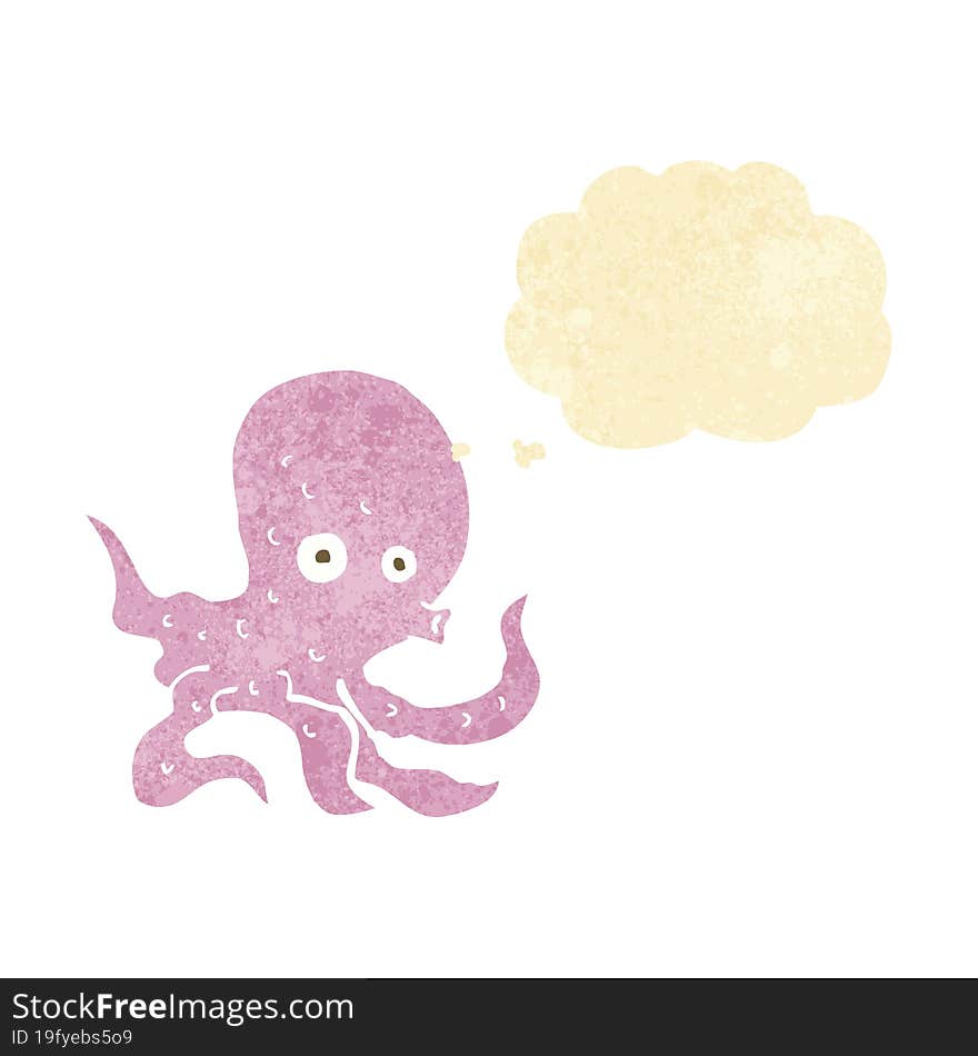 cartoon octopus with thought bubble