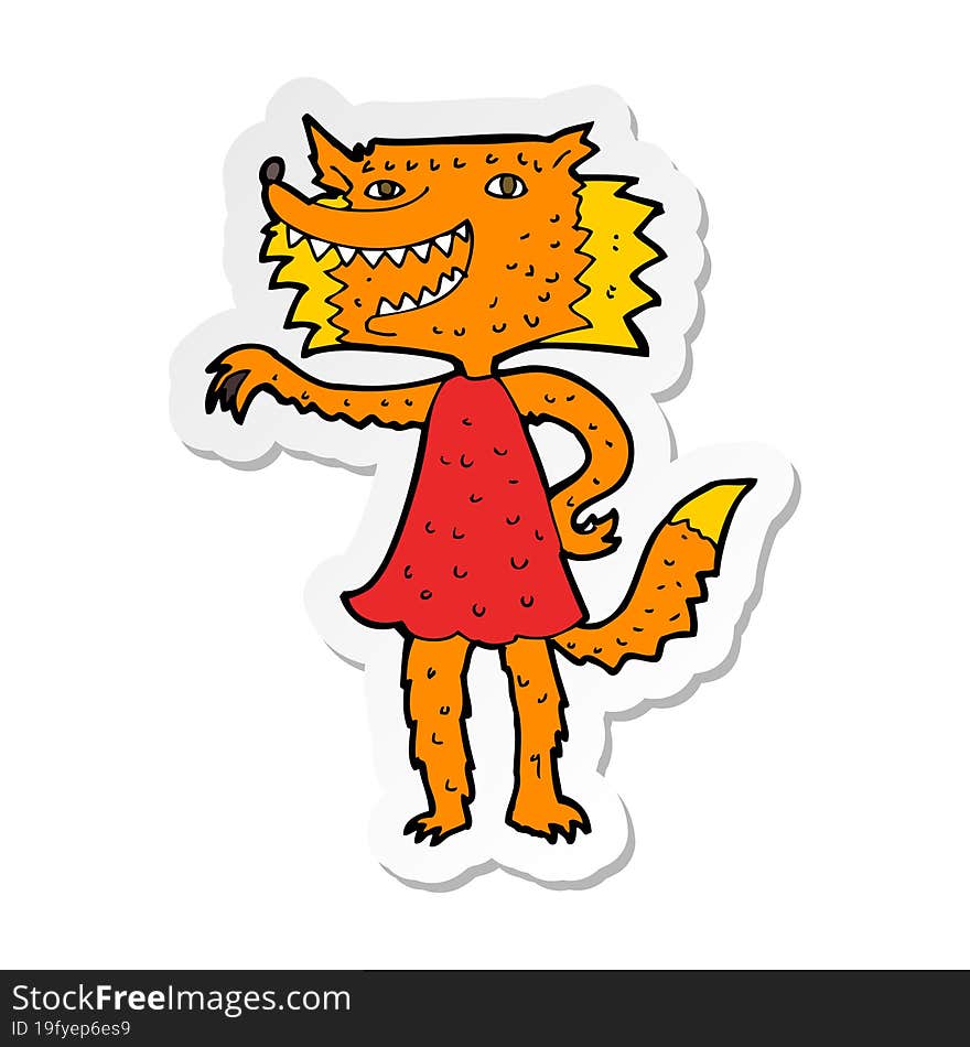 Sticker Of A Cartoon Fox Girl