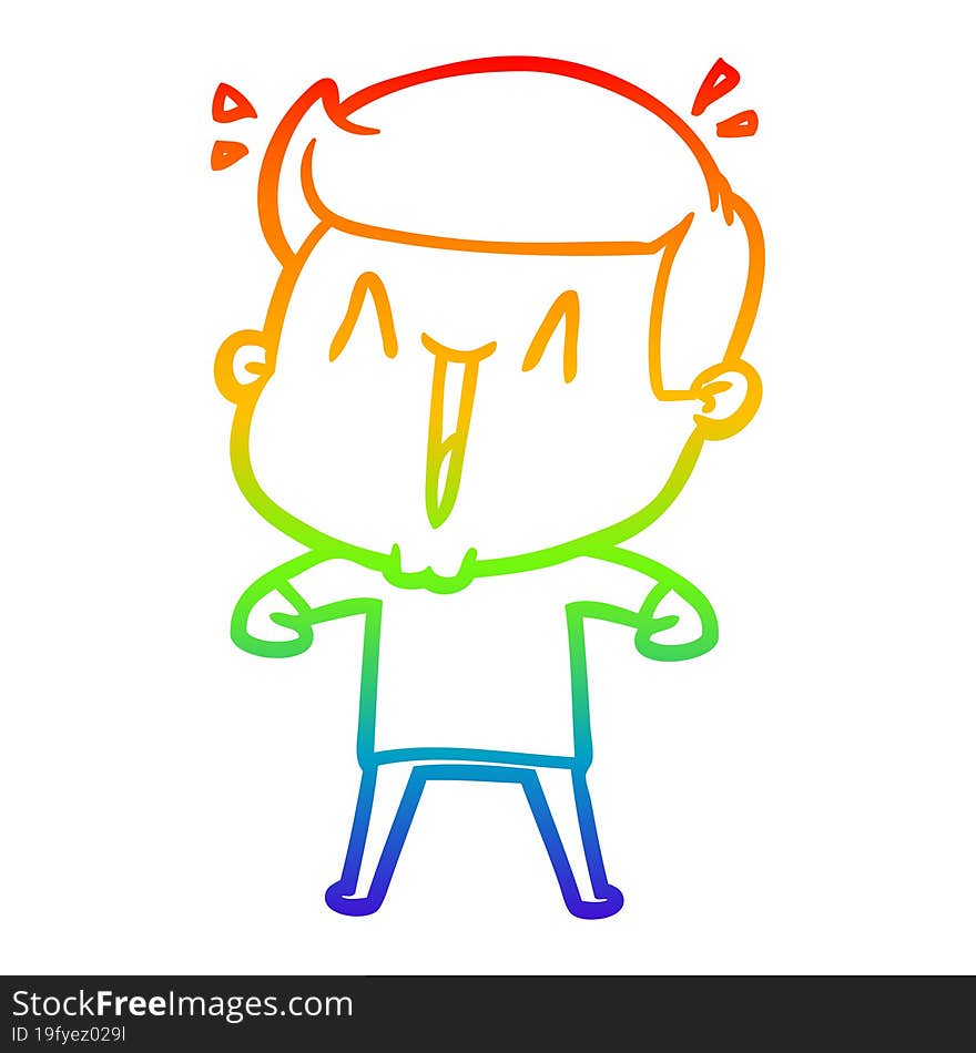 Rainbow Gradient Line Drawing Cartoon Excited Man