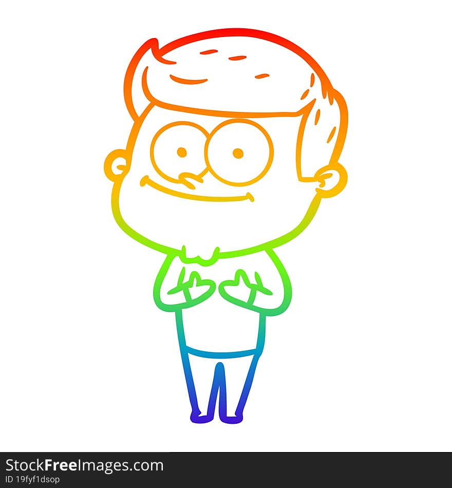 rainbow gradient line drawing cartoon smiling man