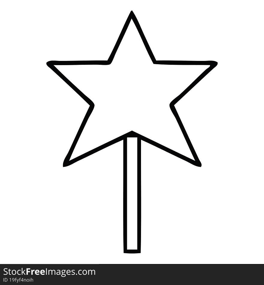 Line Drawing Cartoon Star Wand