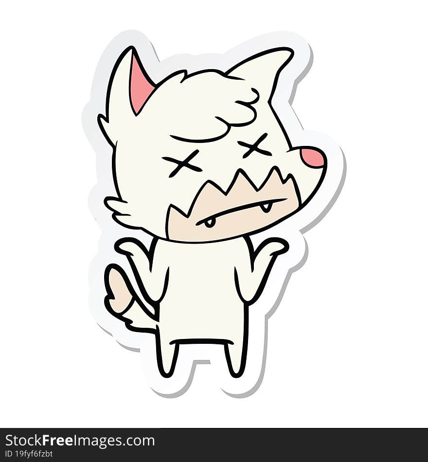 sticker of a cartoon dead fox