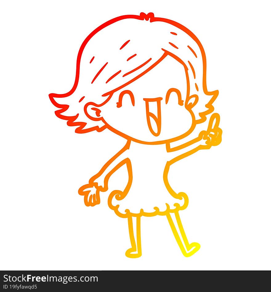 warm gradient line drawing cartoon happy woman