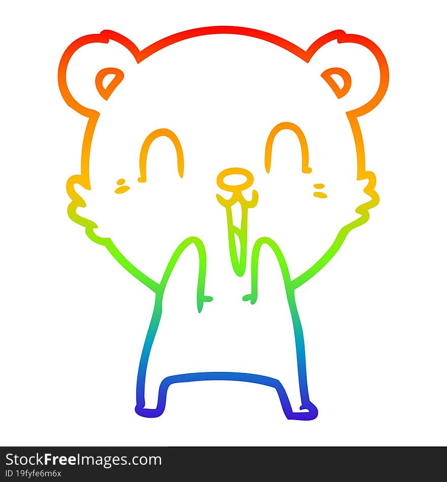 rainbow gradient line drawing happy cartoon polar bear