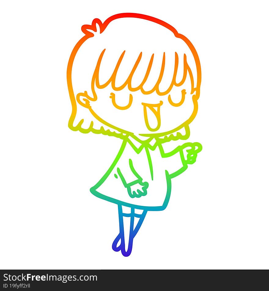 rainbow gradient line drawing of a cartoon woman