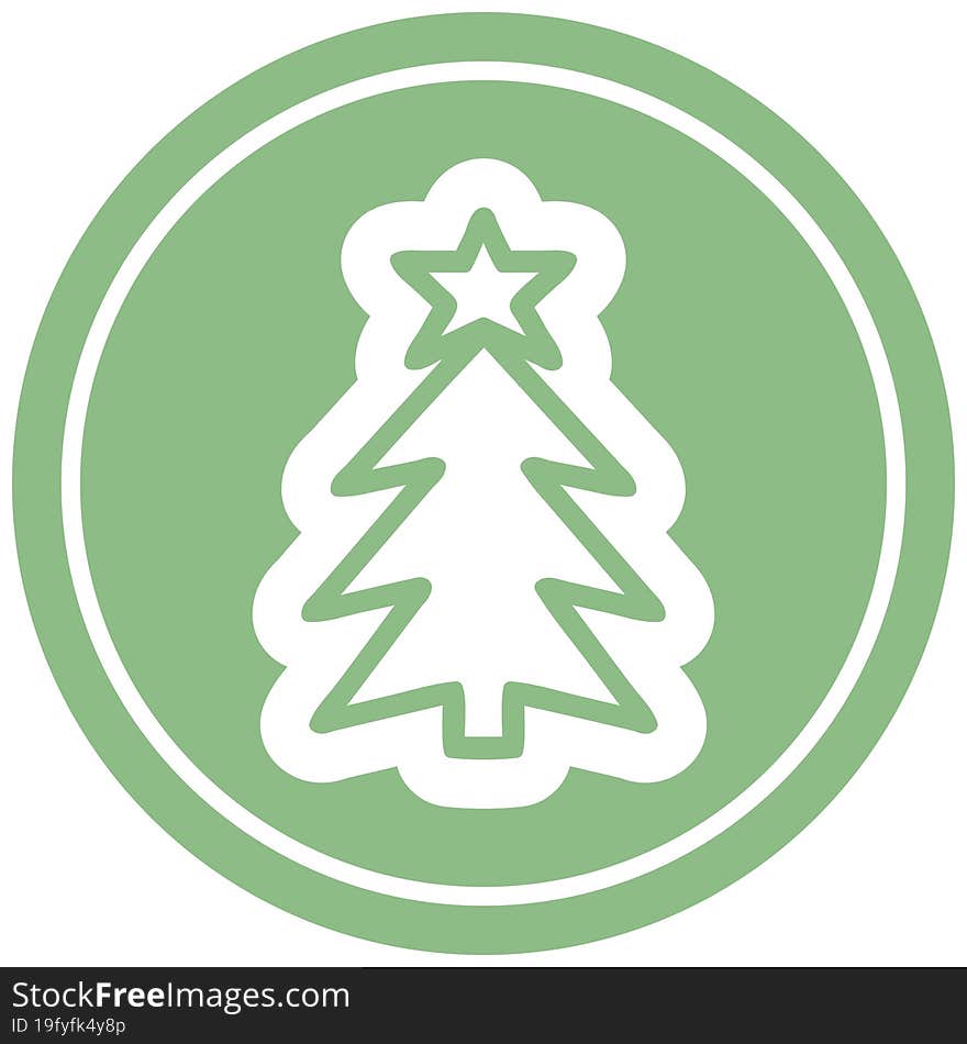 christmas tree circular icon symbol