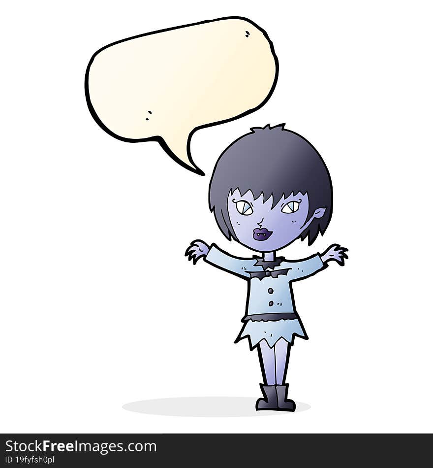 cartoon vampire girl with speech bubble