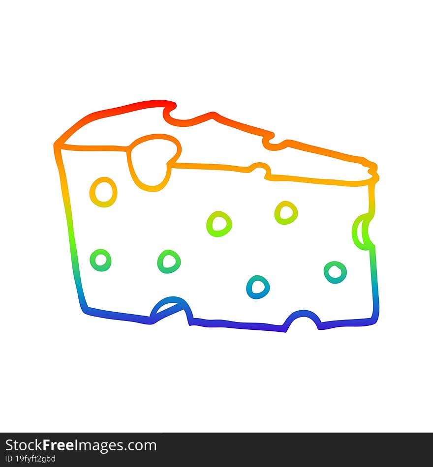 rainbow gradient line drawing cartoon cheese