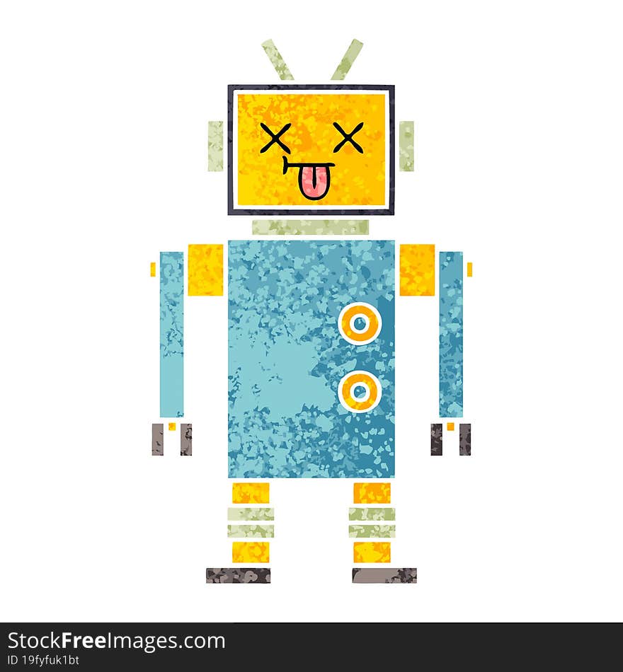 Retro Illustration Style Cartoon Robot