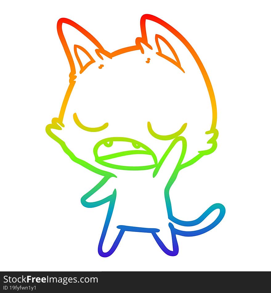 rainbow gradient line drawing talking cat cartoon