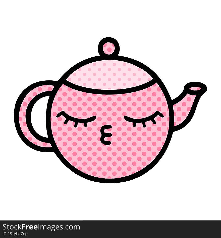 Comic Book Style Cartoon Teapot