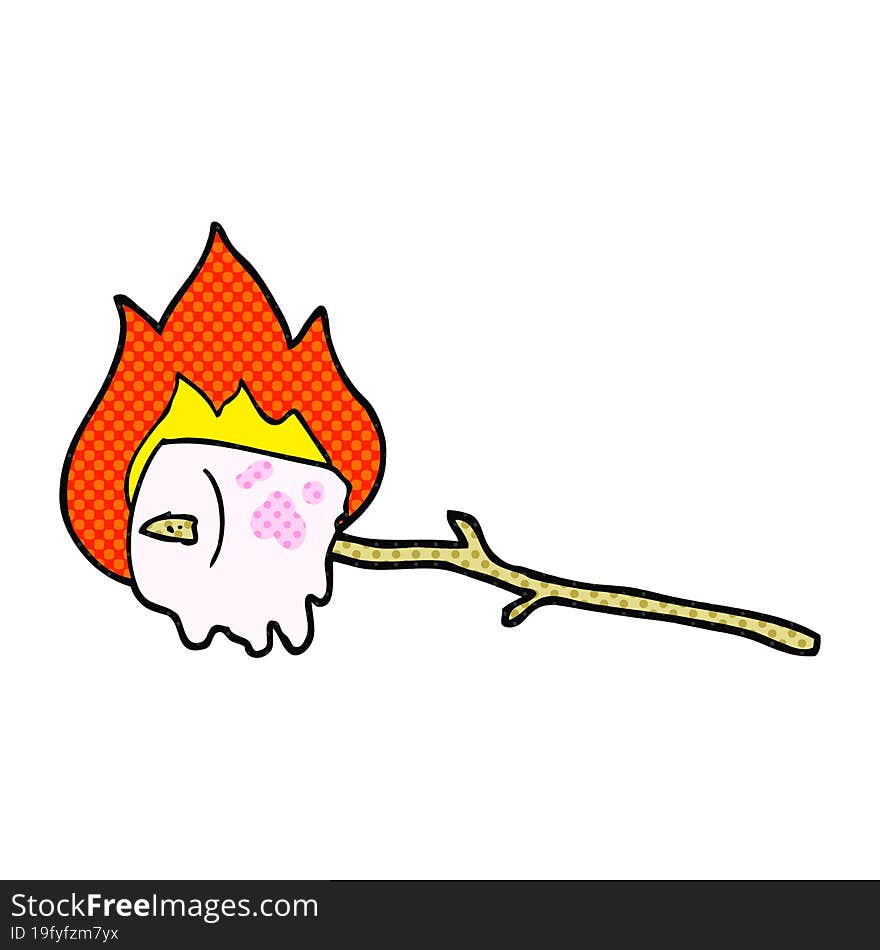 cartoon burning marshmallow