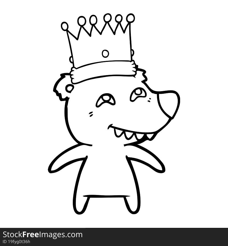 cartoon king bear showing teeth. cartoon king bear showing teeth