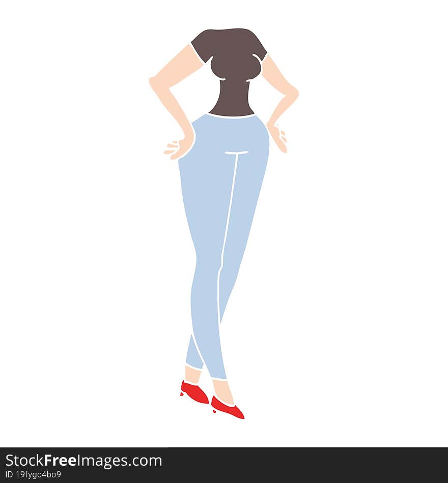 flat color illustration of a cartoon headless body (add own photographs