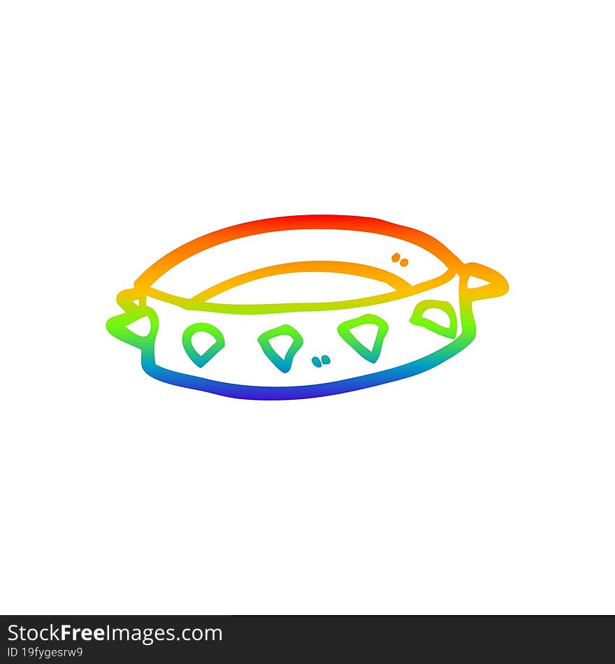 Rainbow Gradient Line Drawing Cartoon Spiked Dog Collar