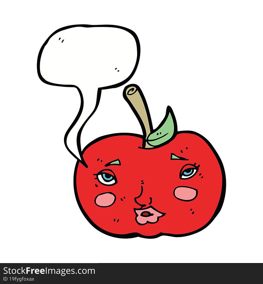 cartoon apple with face with speech bubble