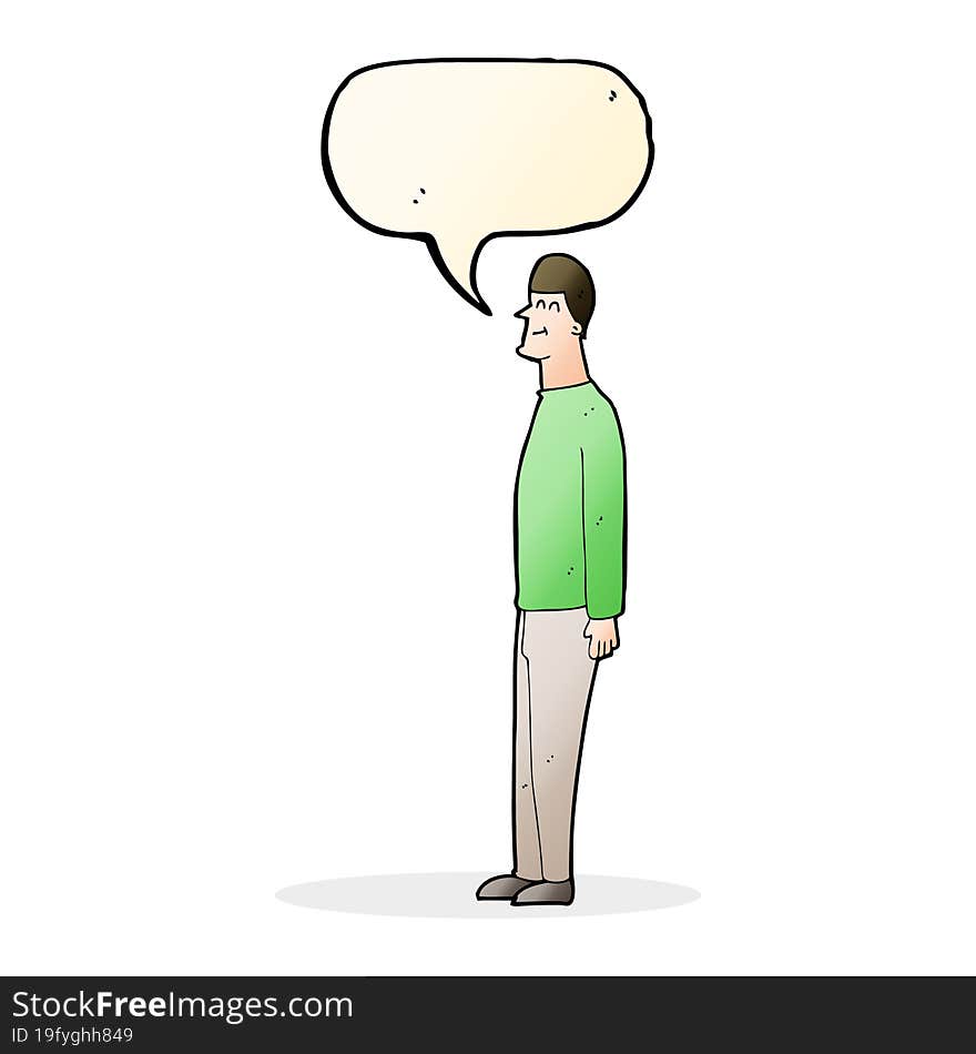 cartoon tall man with speech bubble