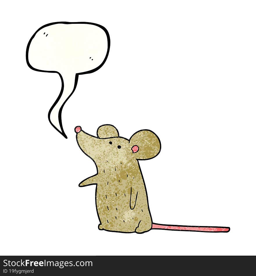 freehand speech bubble textured cartoon mouse