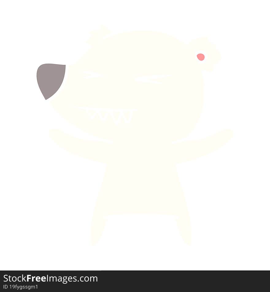 angry polar bear flat color style cartoon