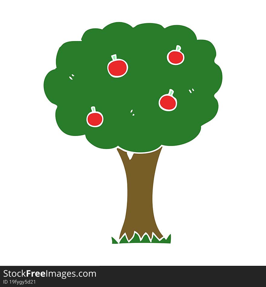 flat color style cartoon apple tree