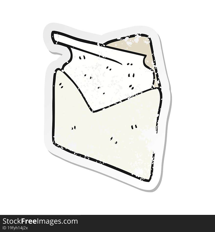 retro distressed sticker of a cartoon letter