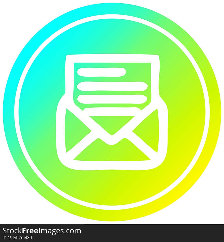 envelope letter circular in cold gradient spectrum