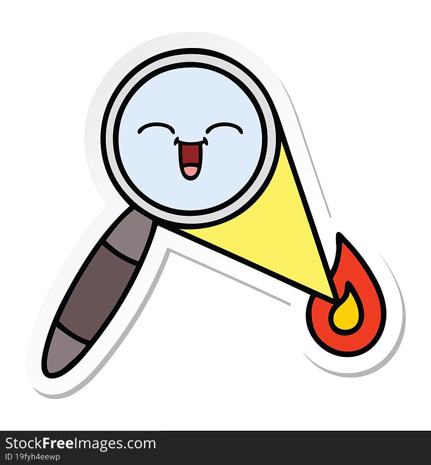 Sticker Of A Cute Cartoon Magnifying Glass