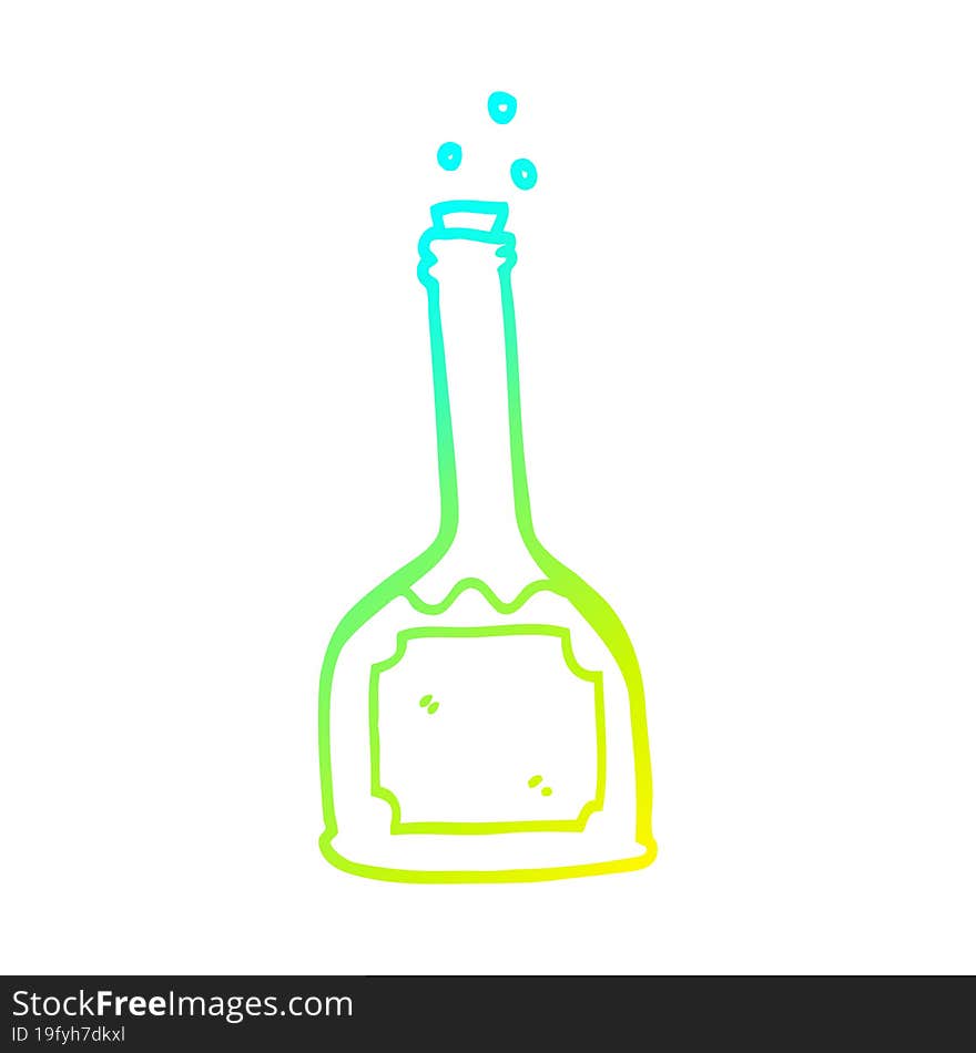 cold gradient line drawing of a cartoon bottle of red wine