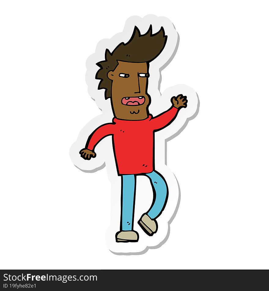 Sticker Of A Cartoon Loudmouth Man